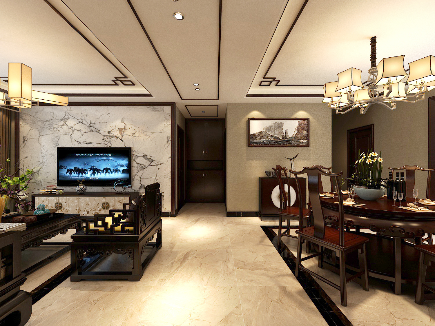 145平米普通戶型中式風格家裝裝修圖片設計